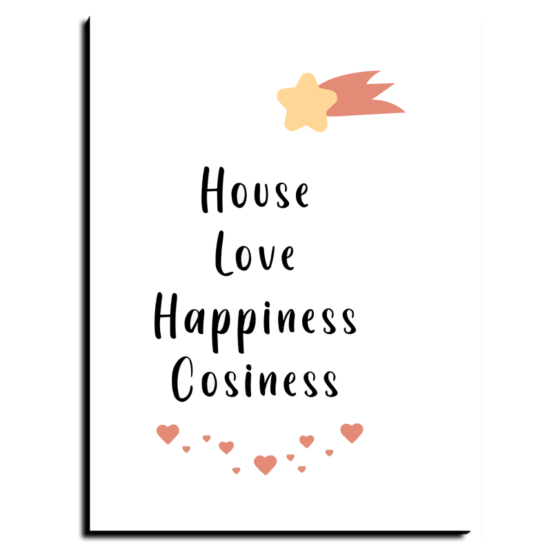 House Love Happiness Cosiness Wood Print Wall Art