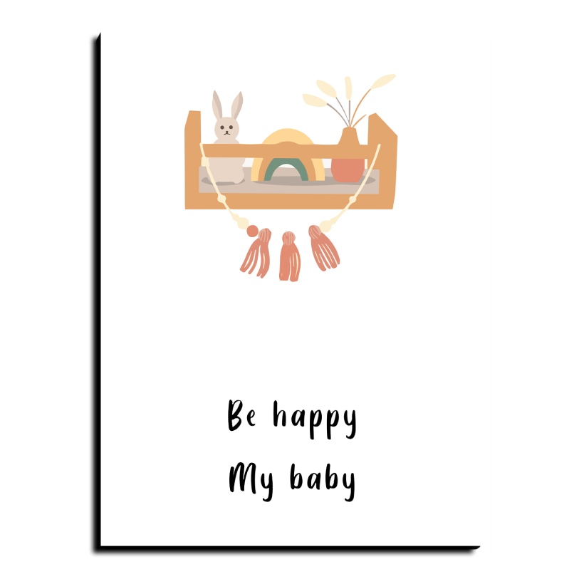 Be Happy My Baby Wood Print Wall Art