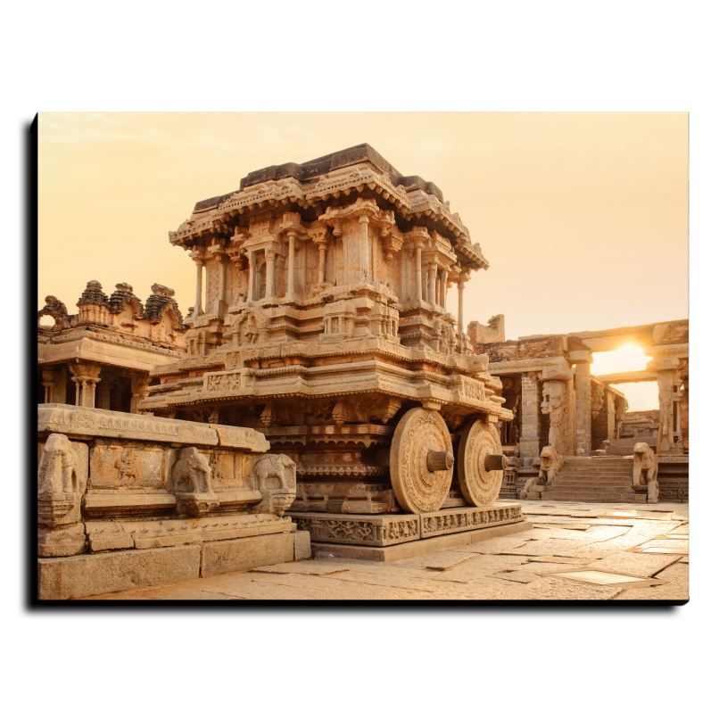 Stone Chariot in Hampi Vittala Temple Wood Print Wall Art