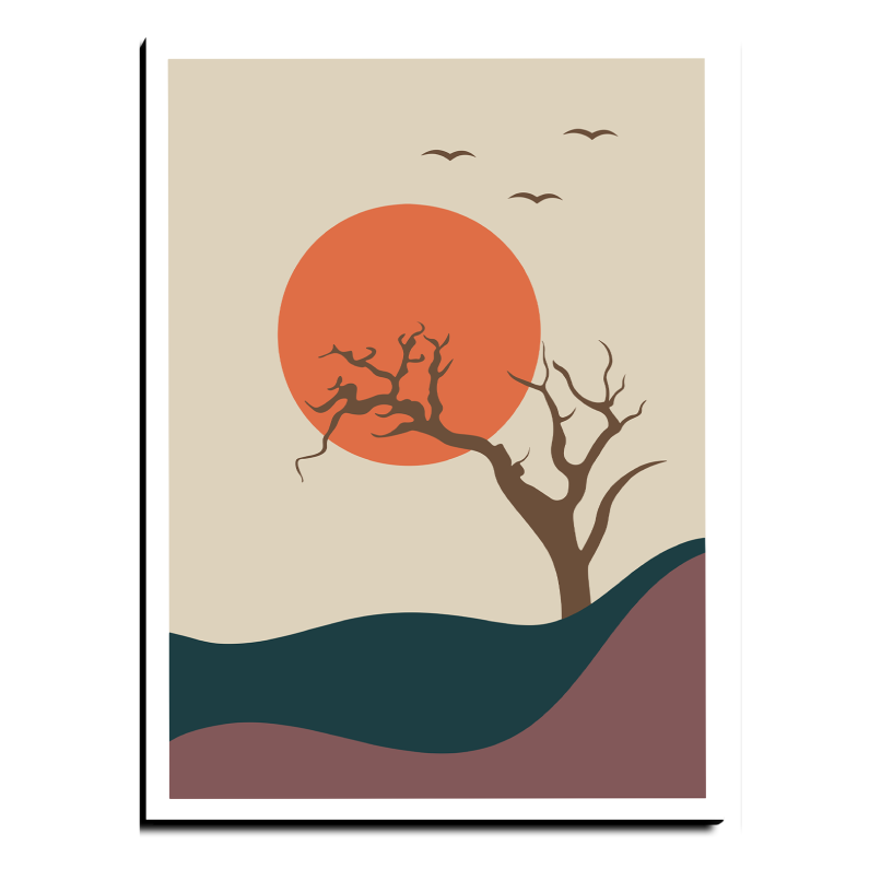 Morning Boho Beige Wood Print Wall Art