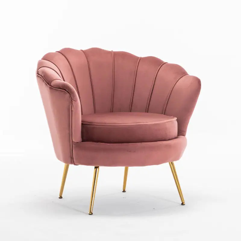 Velvet Fabric With Gold Metal Legs Armchair