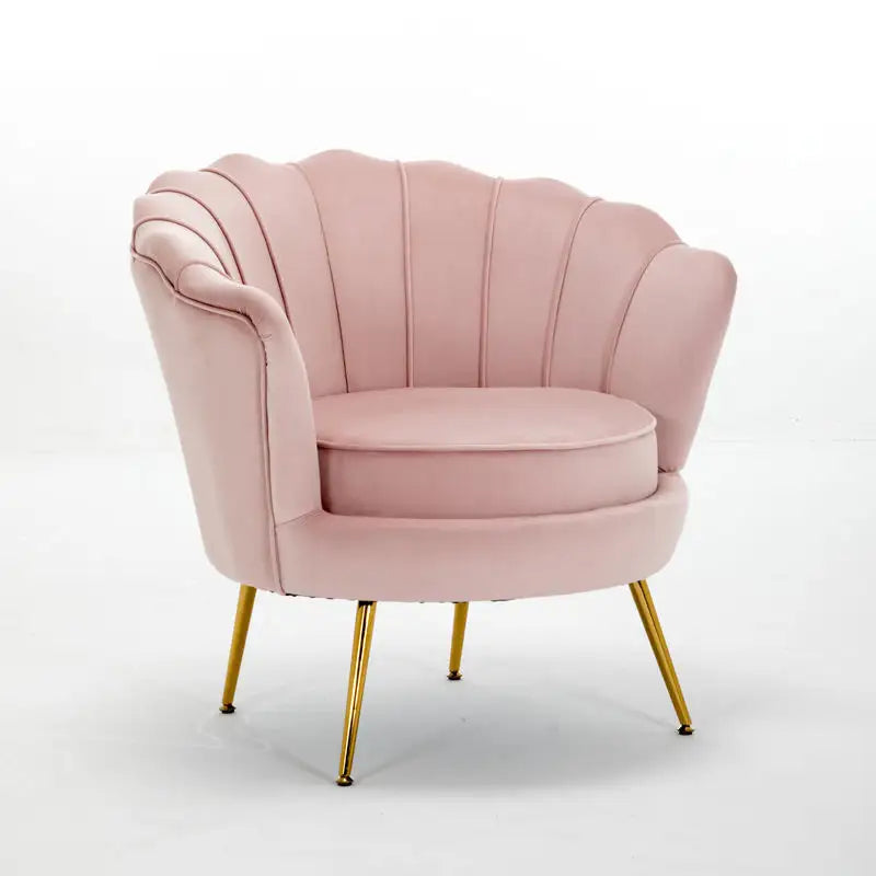 Velvet Fabric With Gold Metal Legs Armchair