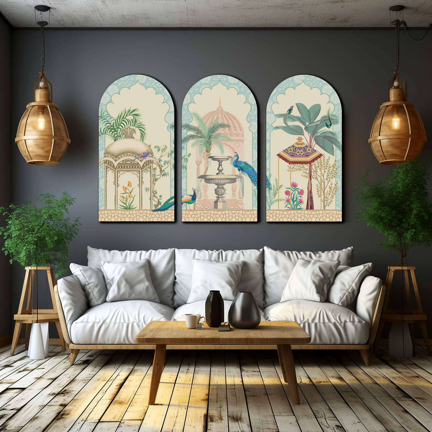 Set of 3 Enormous Heritage Wood Print Wall Art