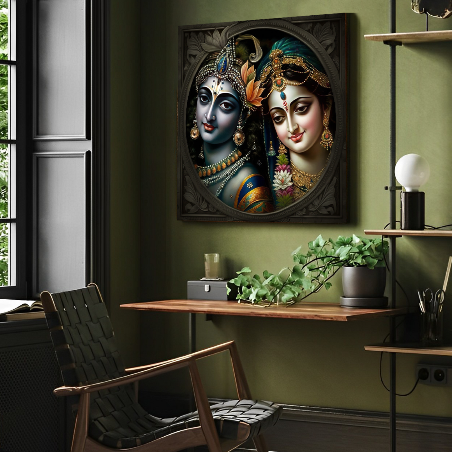 Radha Krishna Wood Print Wall Painting