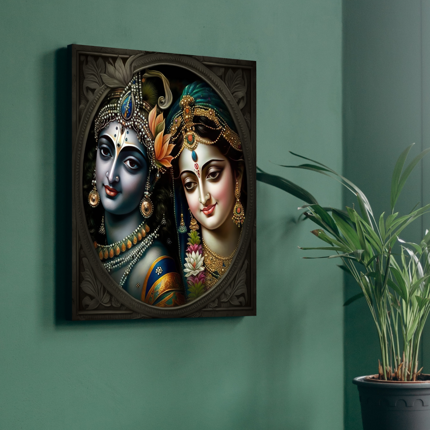 Radha Krishna Wood Print Wall Painting