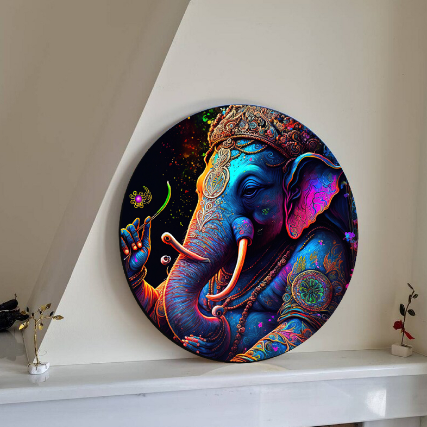 Ganesha Idol Digital Wood Print Wall Art