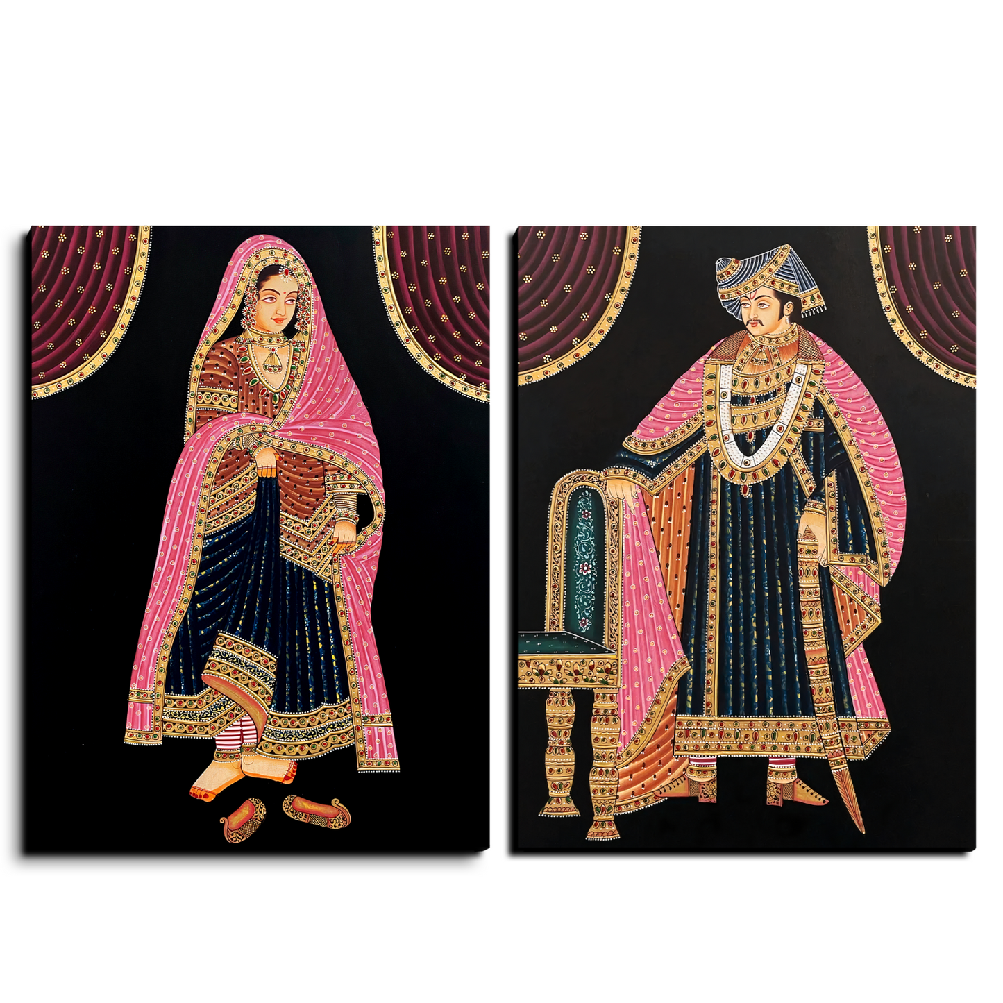 Queen and King Royal Wood Print Wall Art Set of 2
