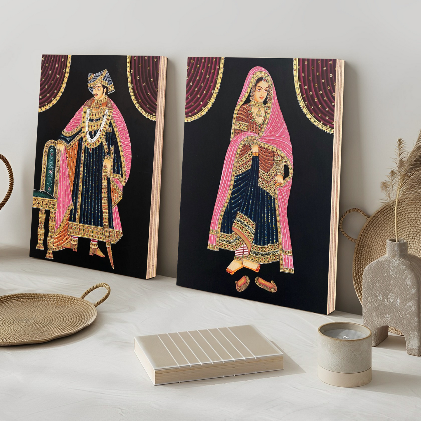 Queen and King Royal Wood Print Wall Art Set of 2