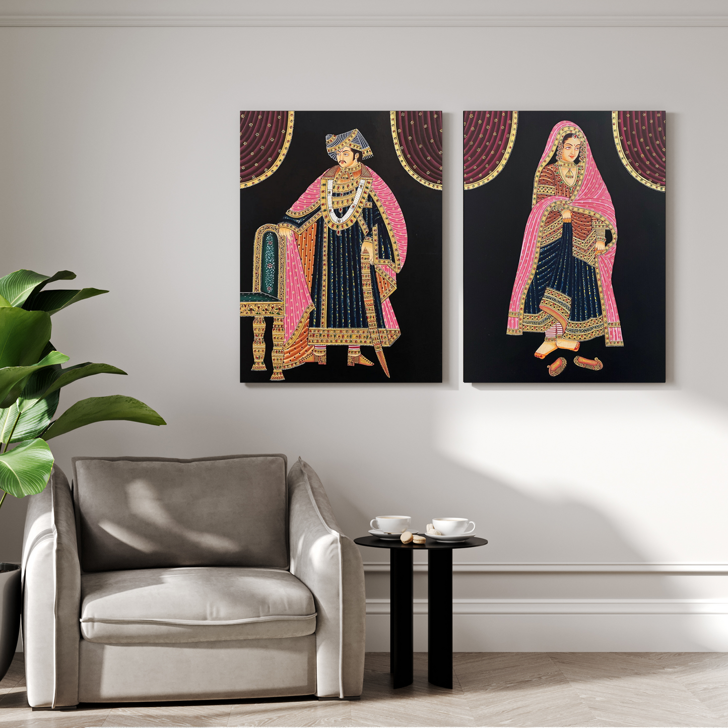 Queen and King Royal Wood Print Wall Art Set of 2