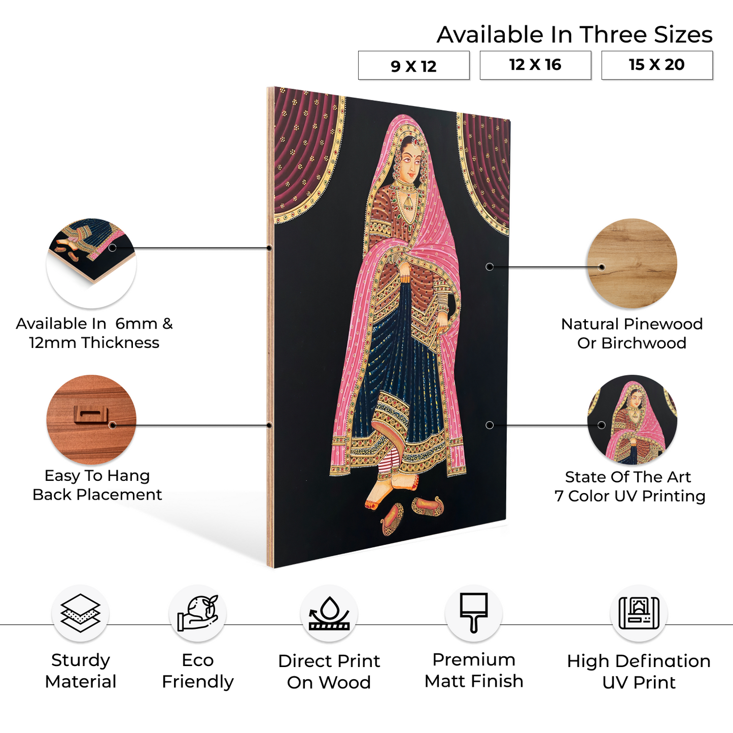 Queen and King Royal Wood Print Wall Art Set of 2