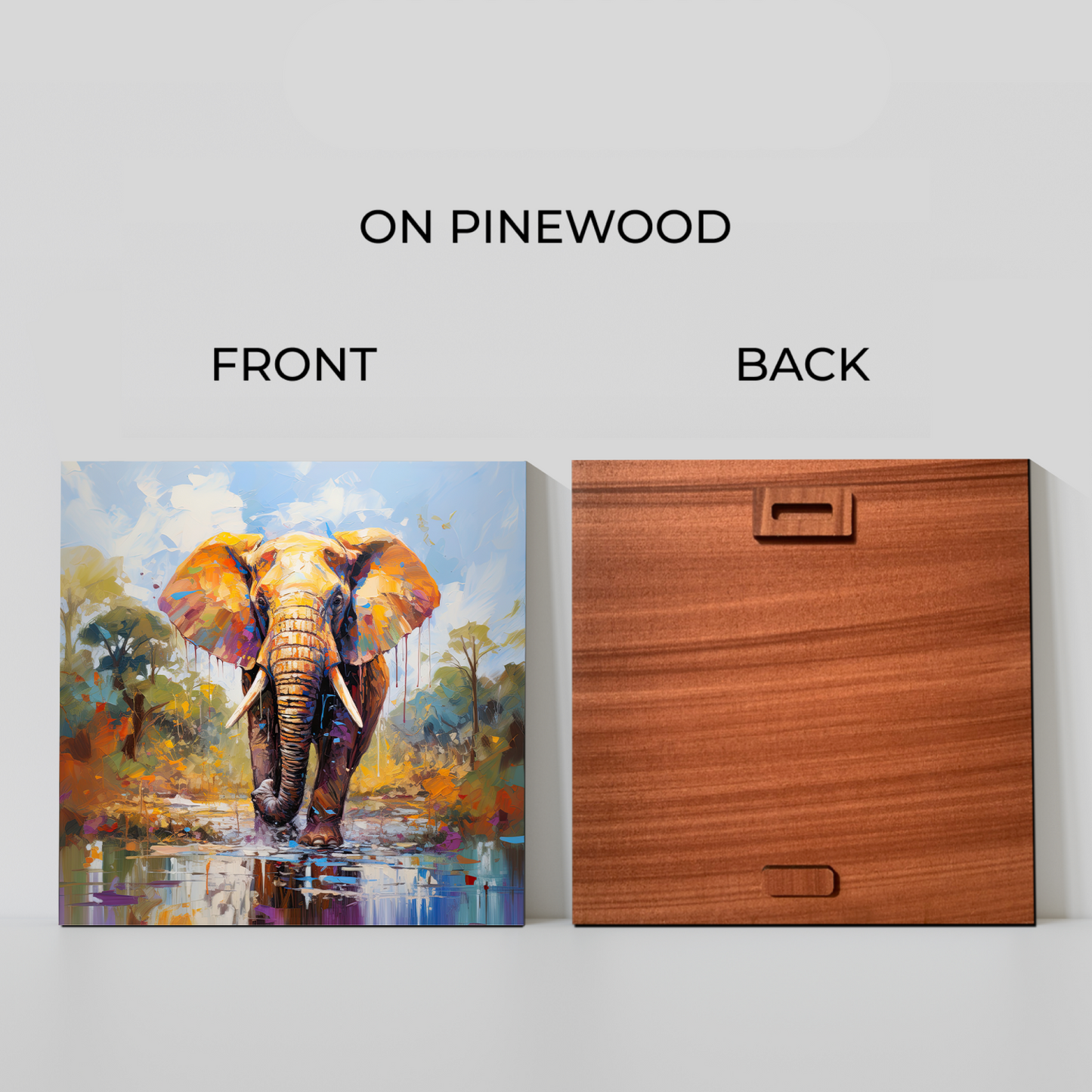 Elephant Colorful Wood Print Wall Art