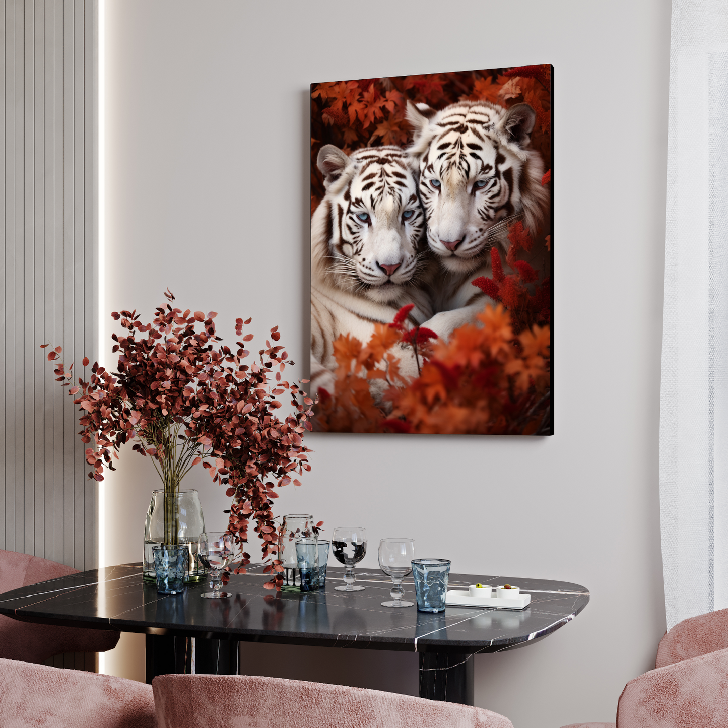 Tiger Couple Wood Print Wall Art