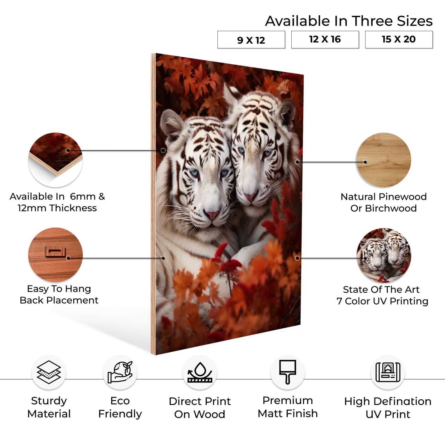 Tiger Couple Wood Print Wall Art