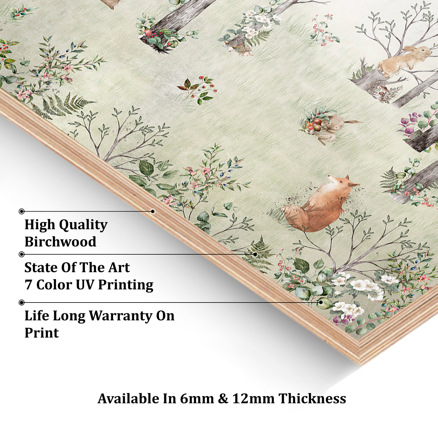 Forest Life Theme Wood Print Wall Art