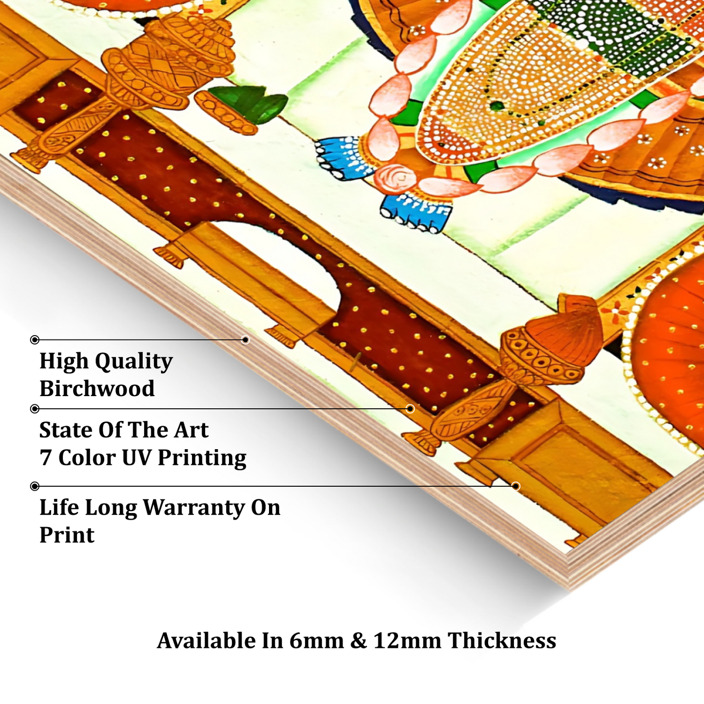 Shrinath Ji Pichwai Wood Print Wall Art Black & Gold
