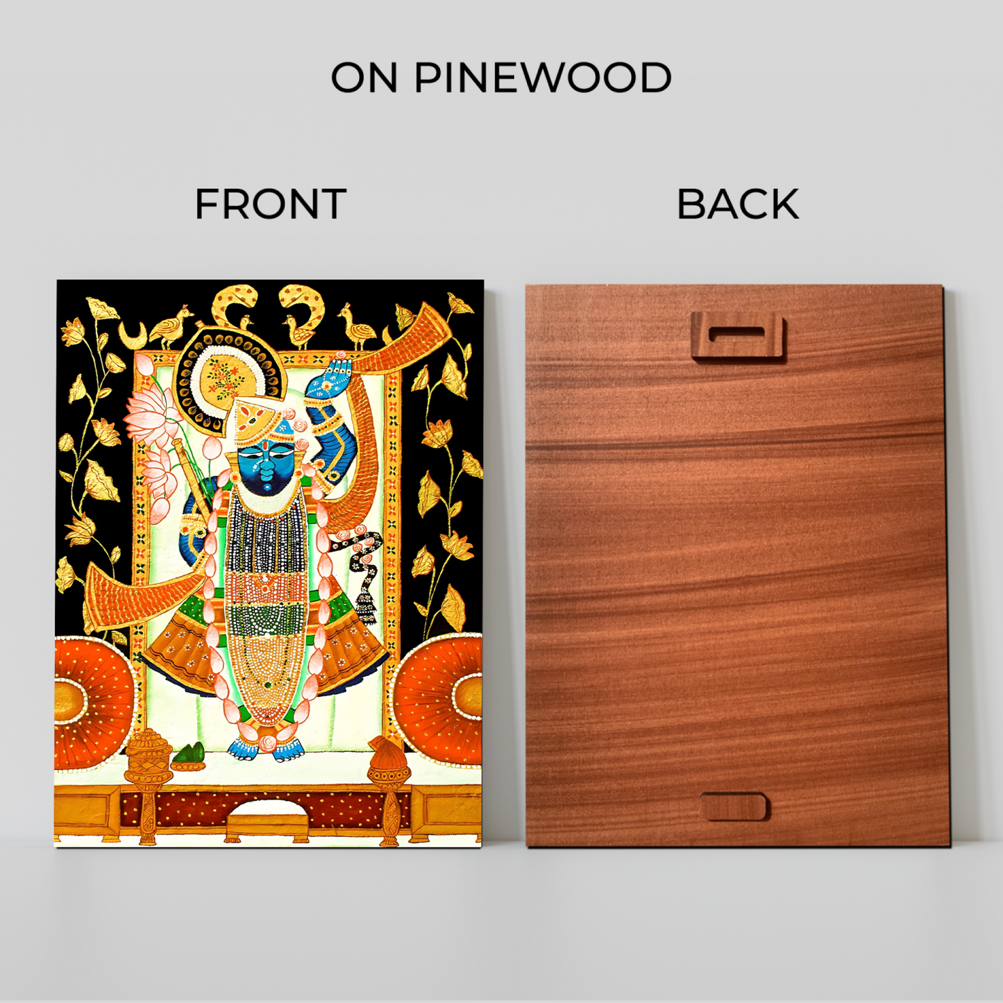 Shrinath Ji Pichwai Wood Print Wall Art Black & Gold
