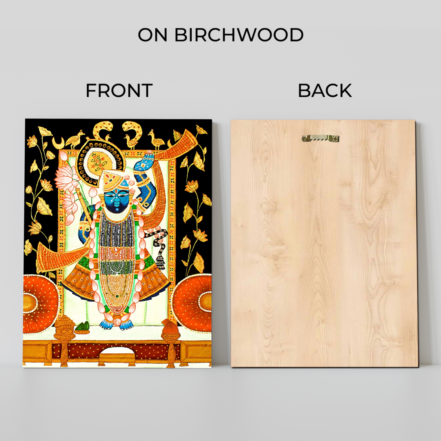 Shrinath Ji Pichwai Wood Print Wall Art Black & Gold