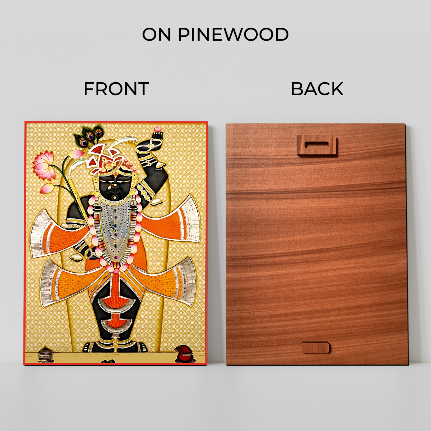 Shrinath Ji Orange Pichwai Wood Print Wall Art