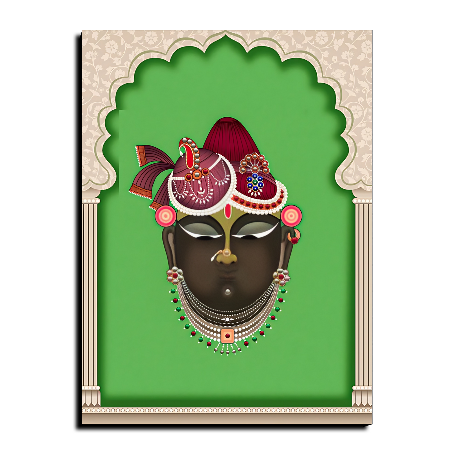 Shrinath Ji Pichwai Wood Print Wall Art Green