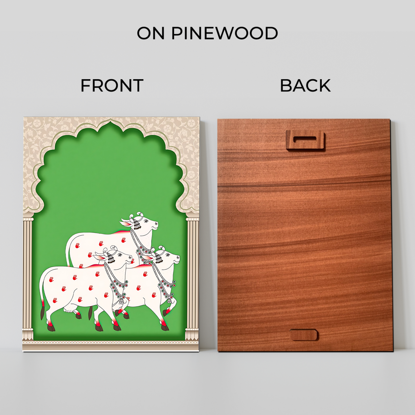 Sacred Cow Pichwai Wood Print Wall Art Green