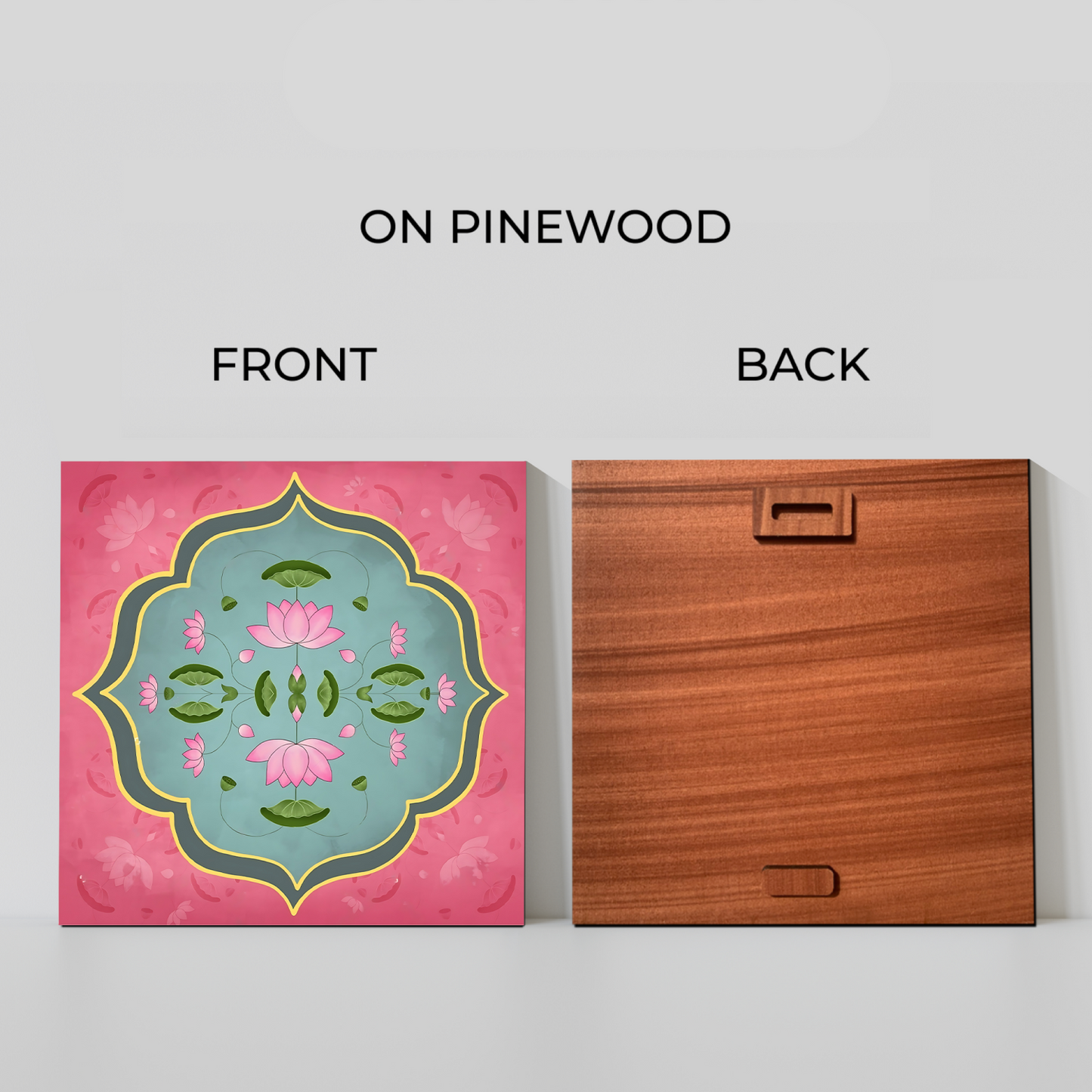 Pink Pichwai Wood Print Wall Art Pink