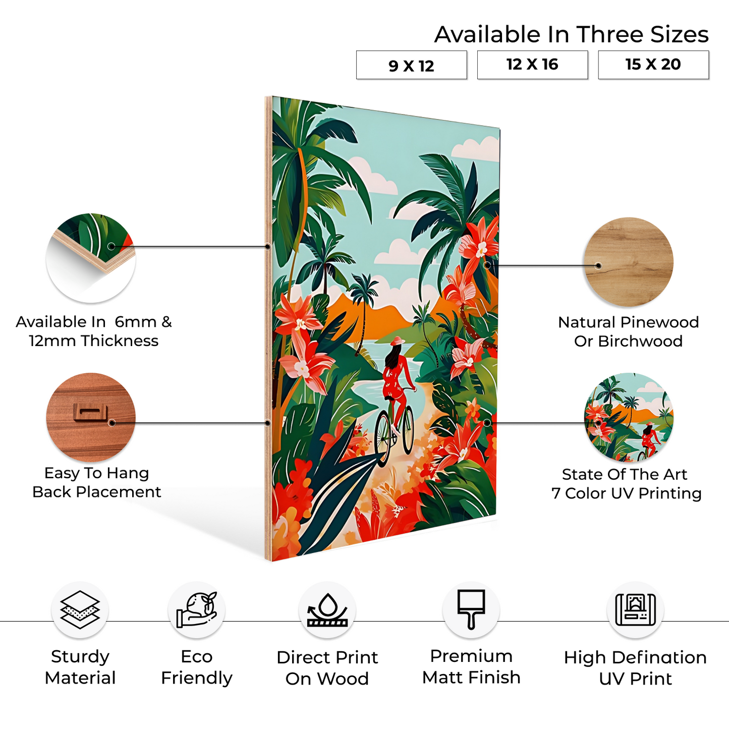 Hawaii Travel Tropical Wood Print Wall Art