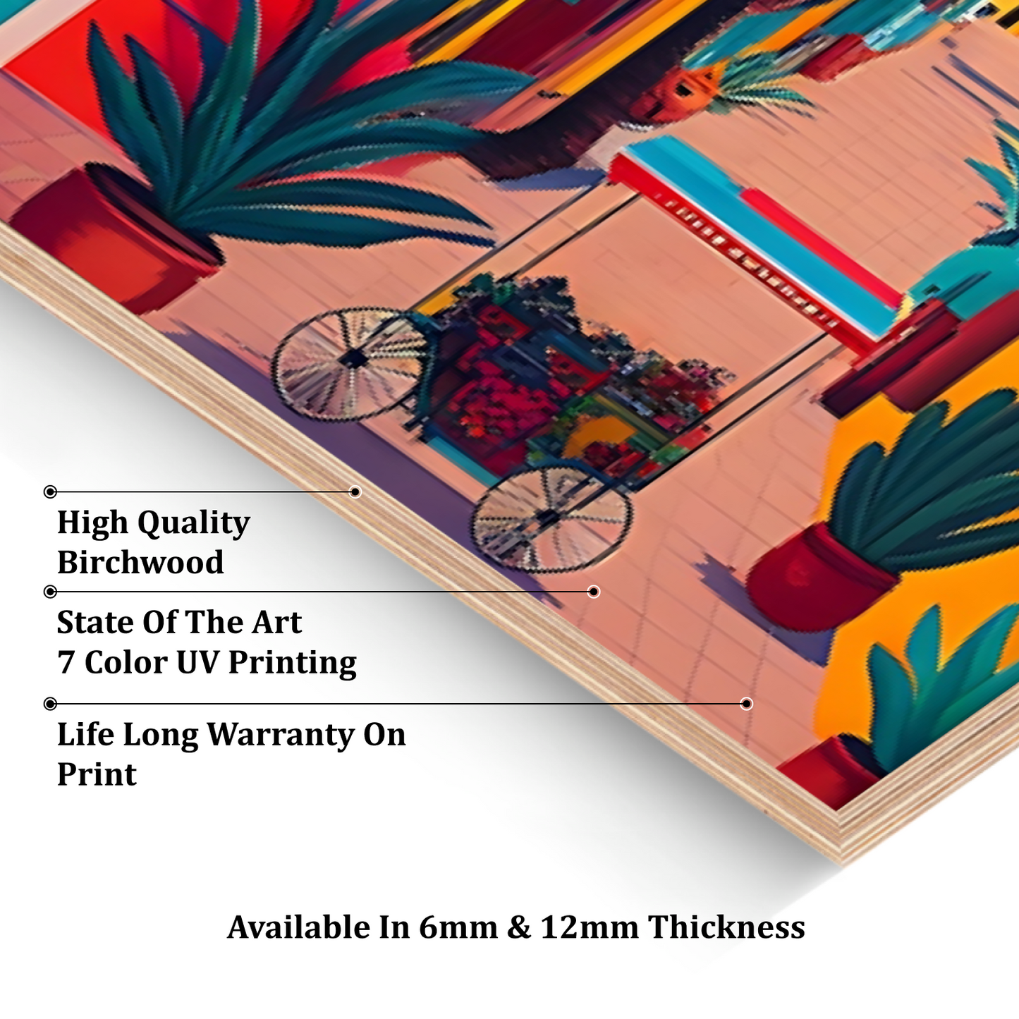 Mexico Colorful Wood Print Wall Art Set of 2