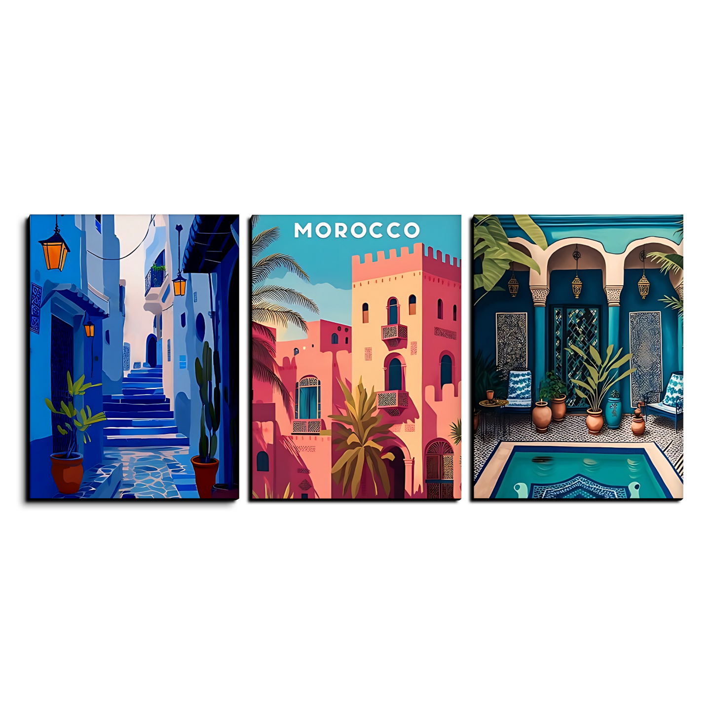 Morocco Gallery Wood Print Wall Art Set of 3