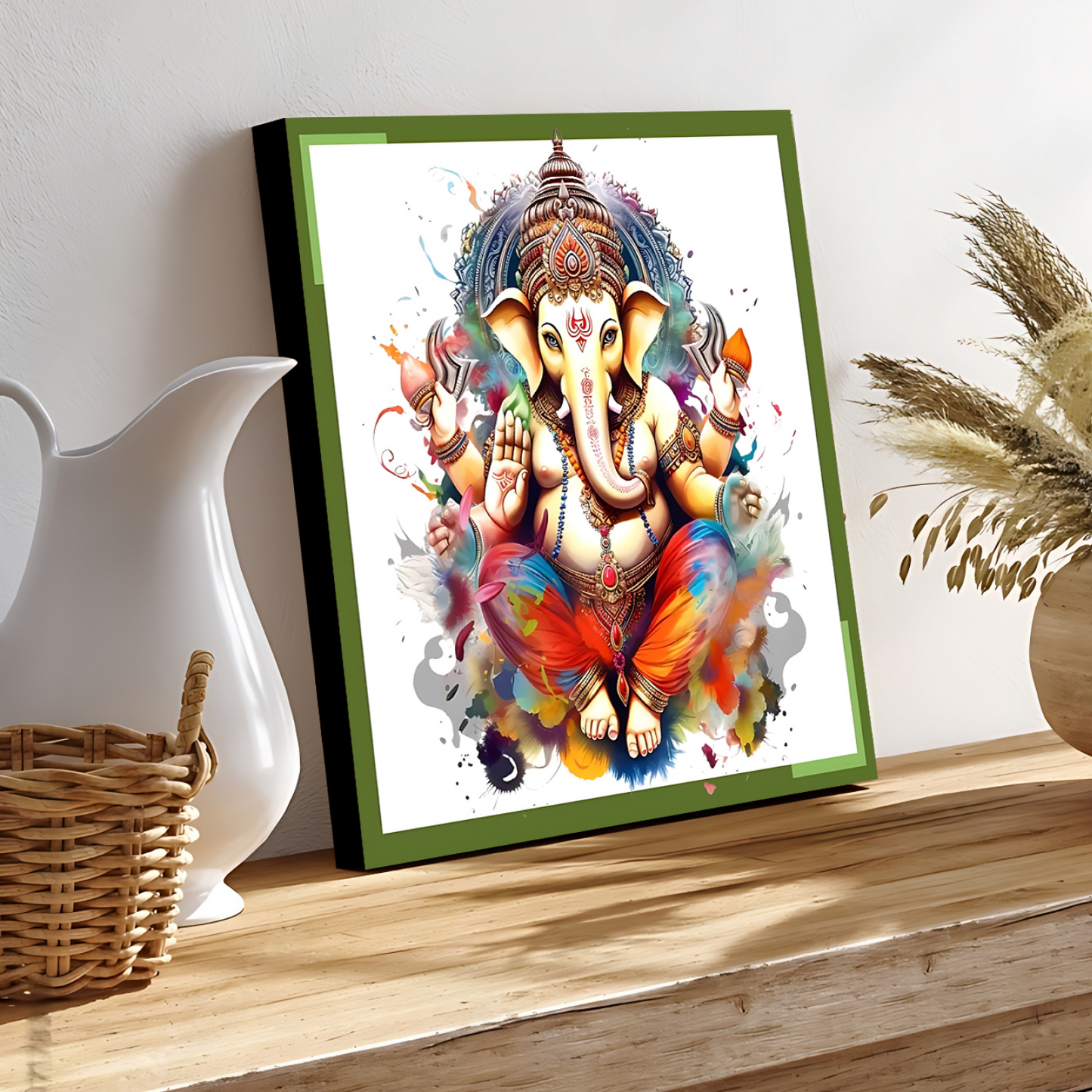 Ganesh Ji Idol Colorful Wood Print Wall Art