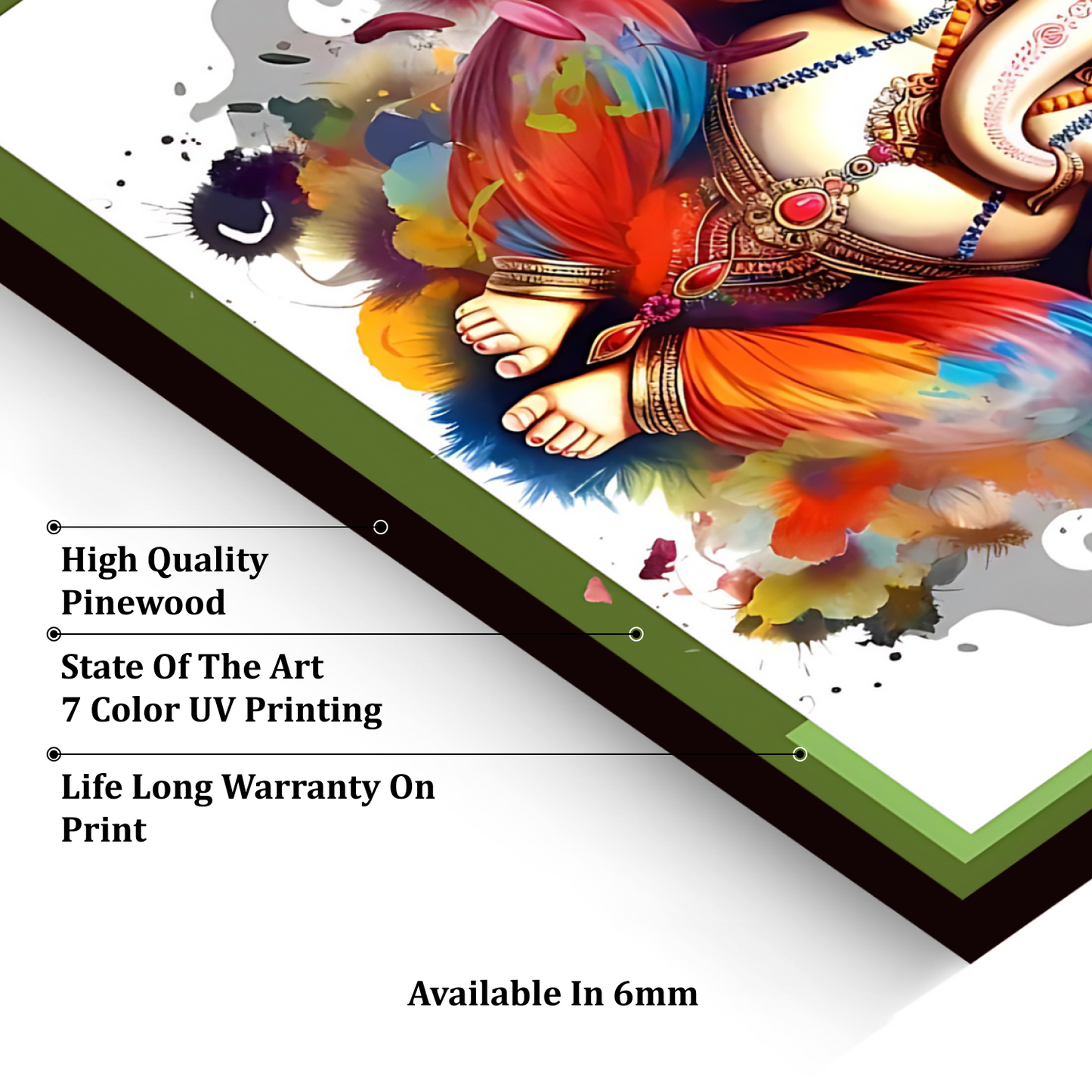 Ganesh Ji Idol Colorful Wood Print Wall Art