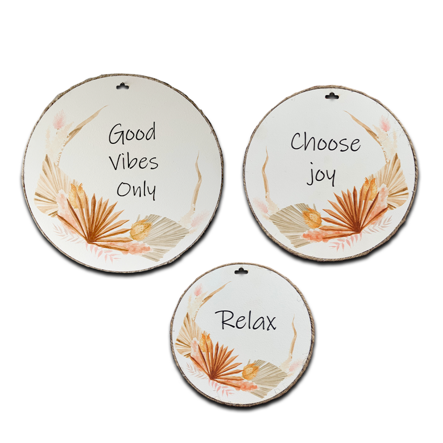 Good Vibes, Choose Joy, and Relax Wood Print Wall Art Set of 3