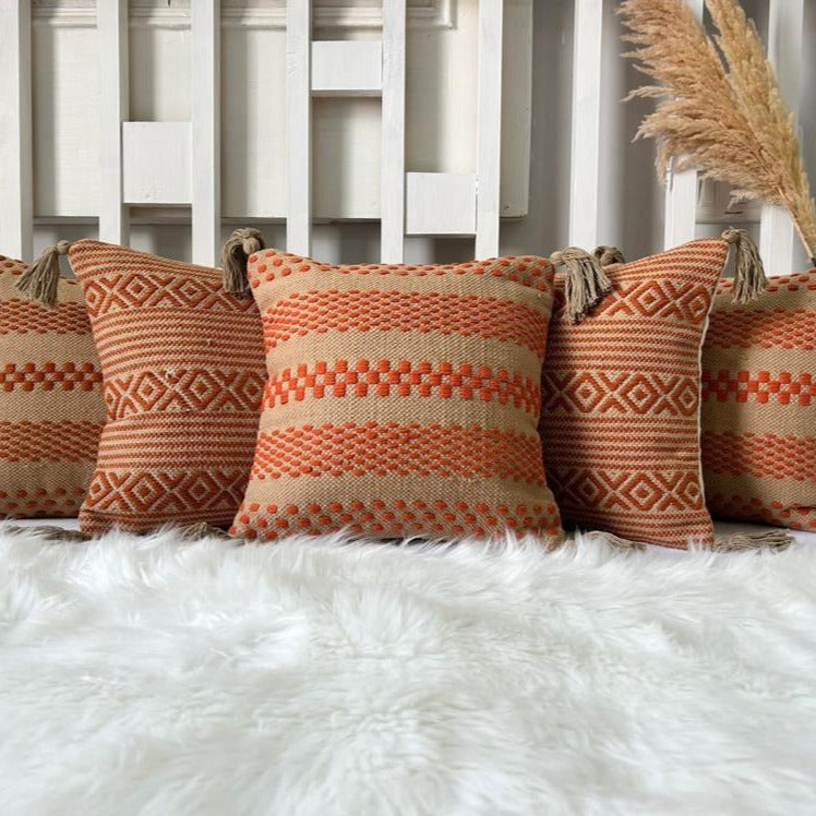 Set of 5 Orange Cushion Covers