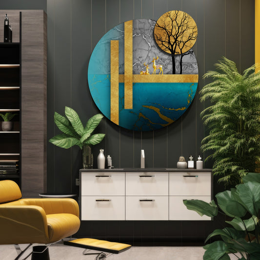 Abstract Tree Round Wood Print Wall Art