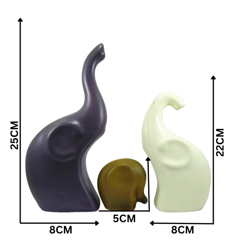 Set of 3 Regal Elephant Trio Sculpture Decorative Figurines