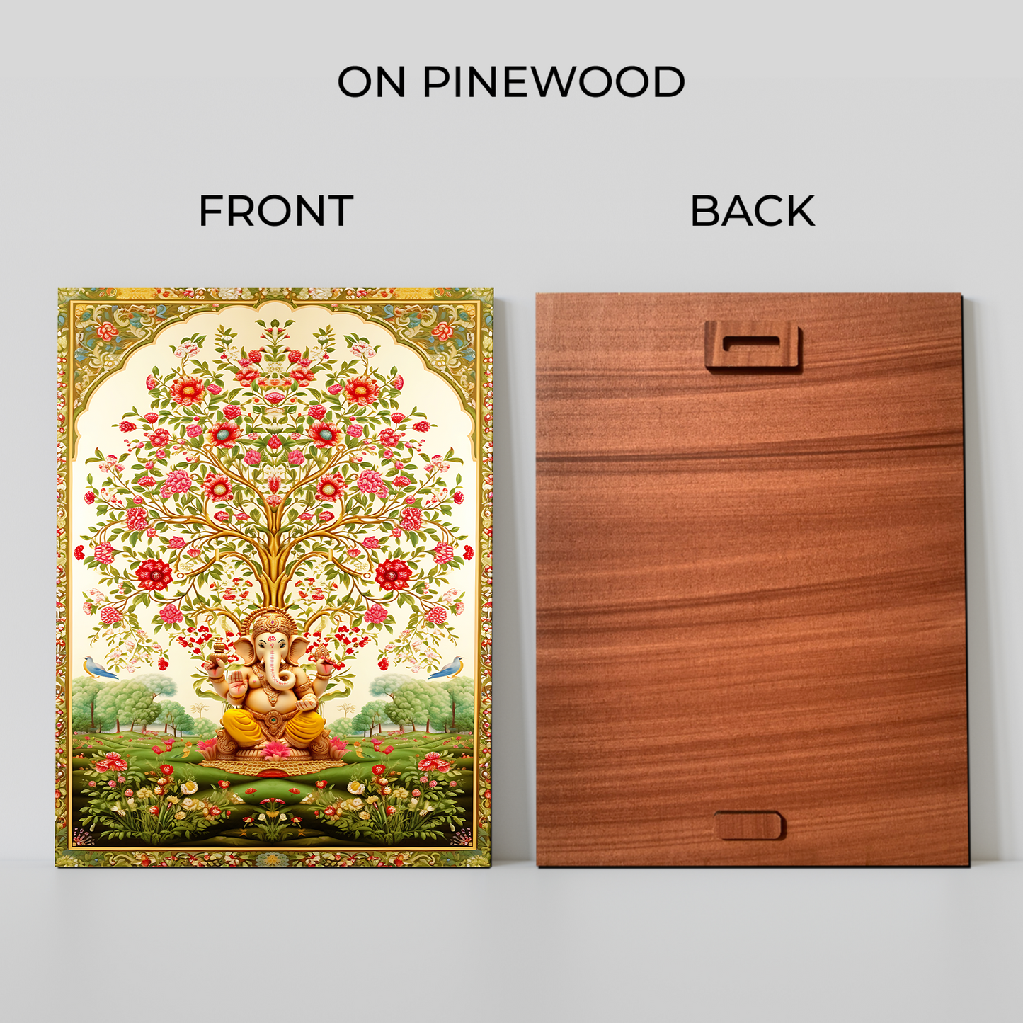Tree of Life Pichwai With Ganesh Wood Print Wall Art