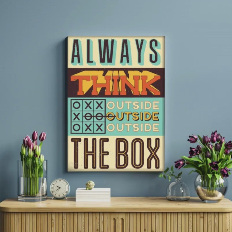 Always Think Outside The Box Vintage Wood Print Wall Art – Chalk My Theme
