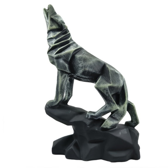 Roaring Black Wolf Geometric Showpiece
