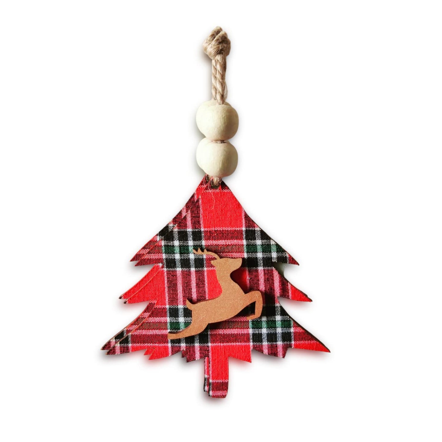 Multicolor Tree with Buffalo Print and Reindeer Ornament