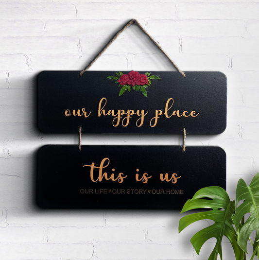Our Happy Place 2 Layers Wooden Wall Hanging