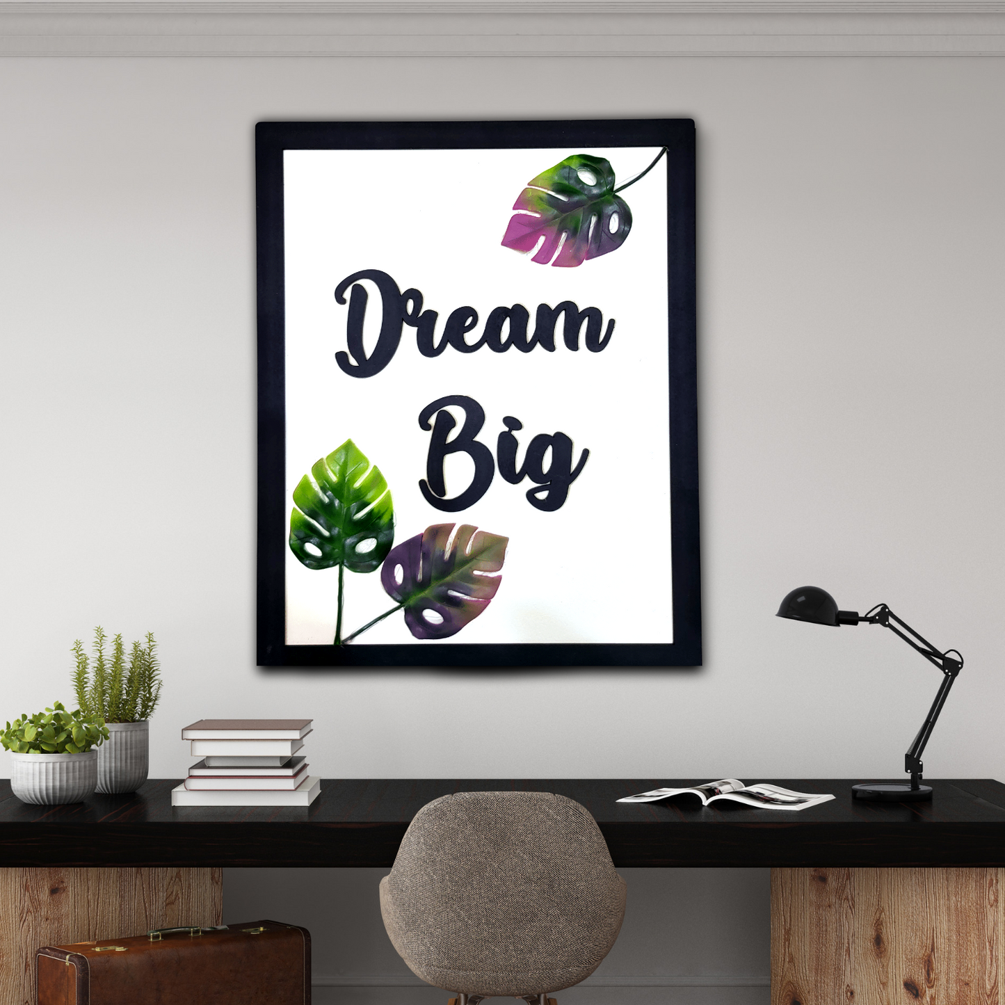 Dream Big Motivational Quote With Leaves