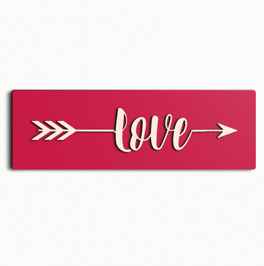 Love With Cupid Arrow Wooden Wall Art Red