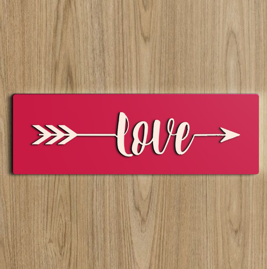 Love With Cupid Arrow Wooden Wall Art Red