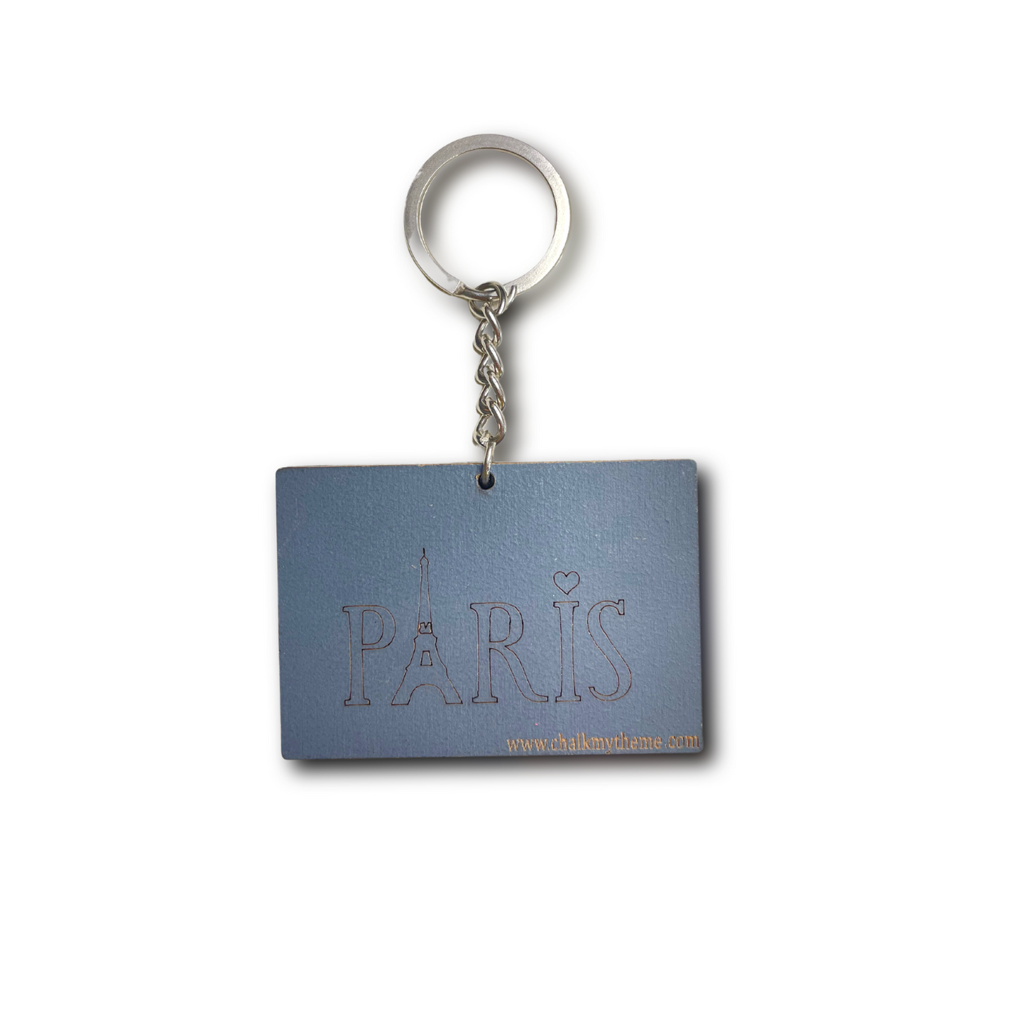 Paris Engraved Wooden Keychain Pack of 2