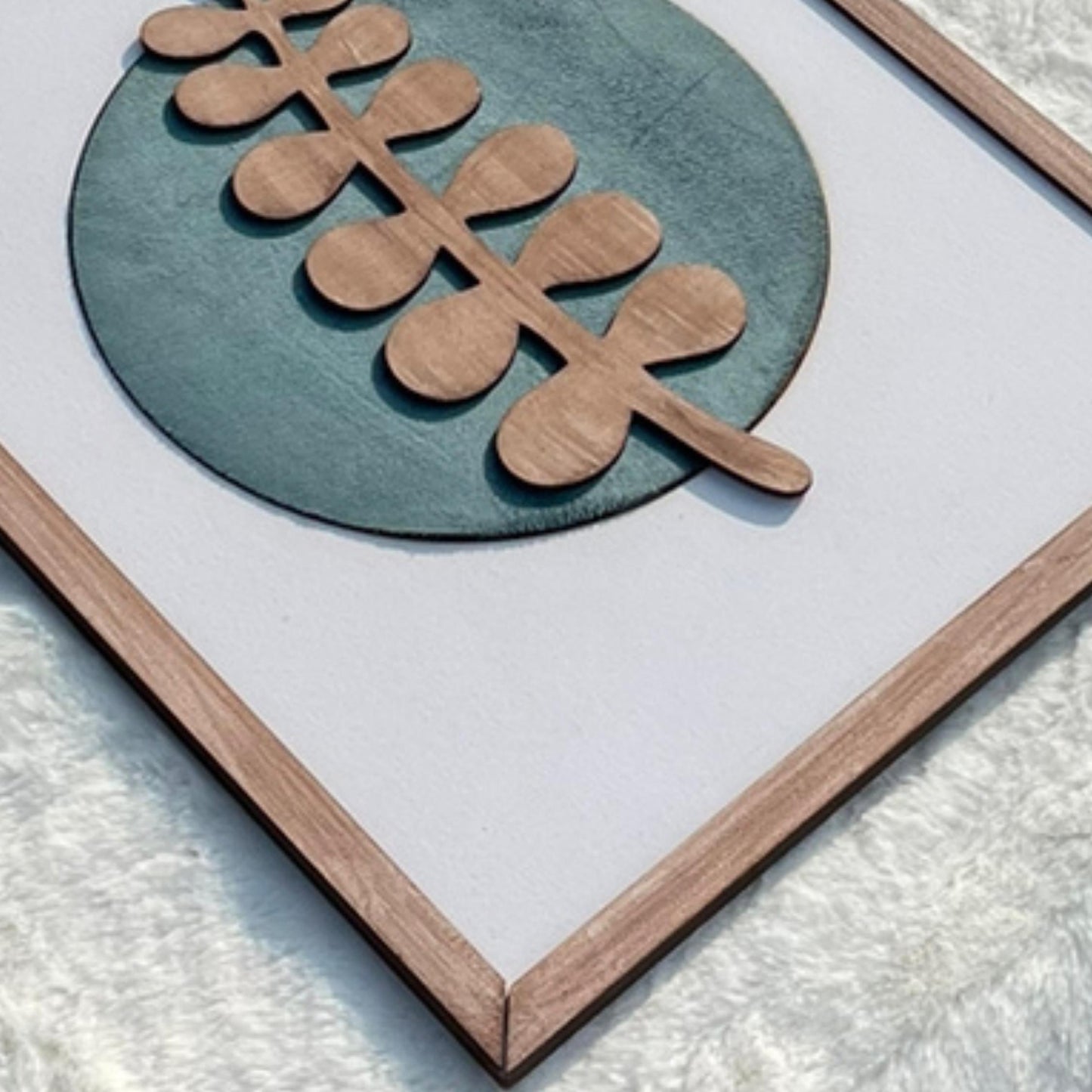 Botanical Modern Wooden Wall Frame Art Blue