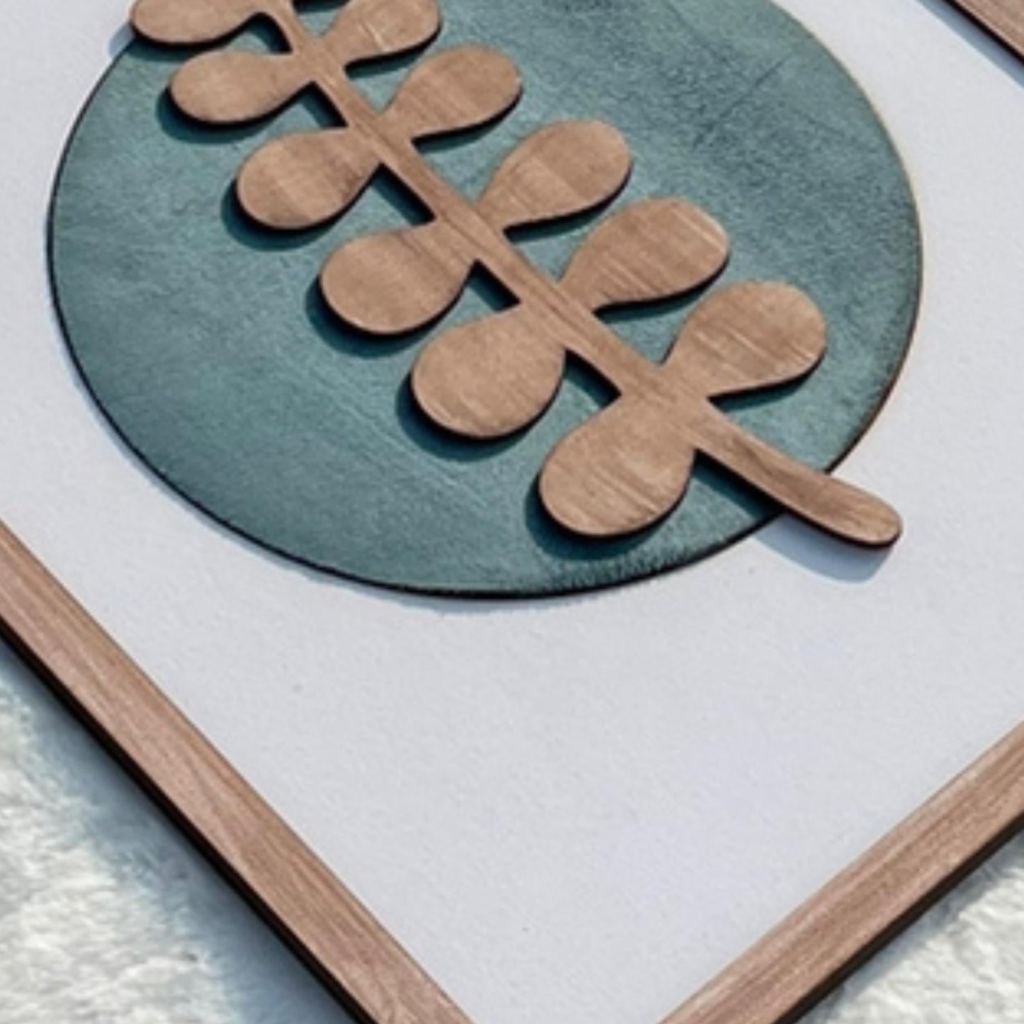 Botanical Modern Wooden Wall Frame Art Orange