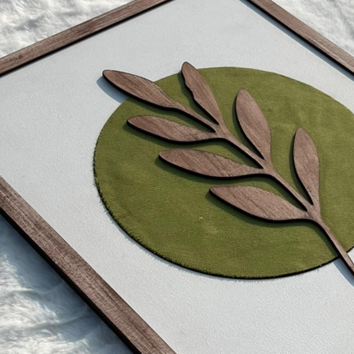 Botanical Modern Wooden Wall Frame Art Blue