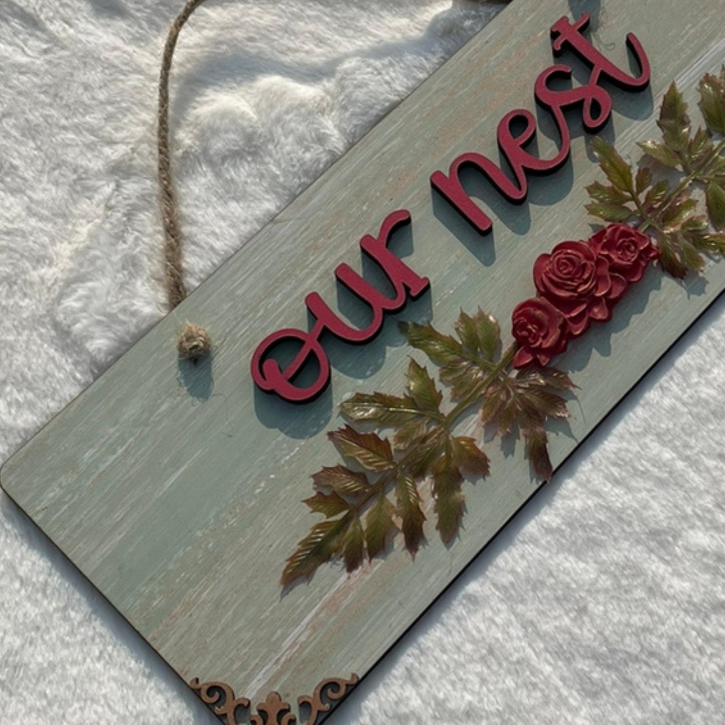 Our Nest Quote Rustic Vintage Wooden Door or Wall Hanging