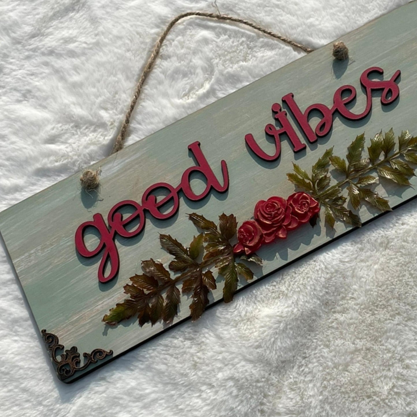 Good Vibes Quote Rustic Vintage Wooden Door or Wall Hanging