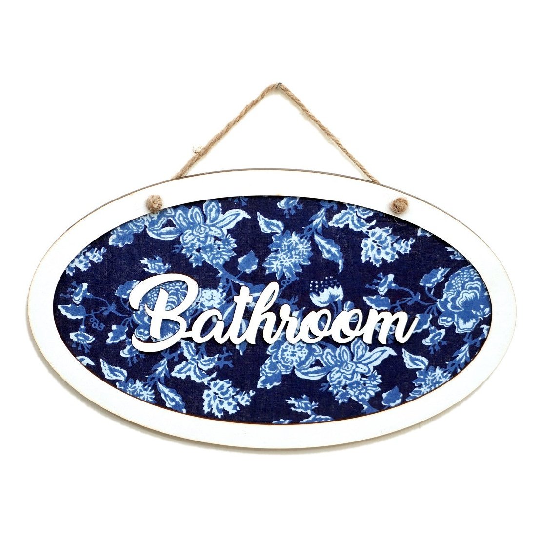Bathroom Wooden Oval Shape Hanging Sign Board