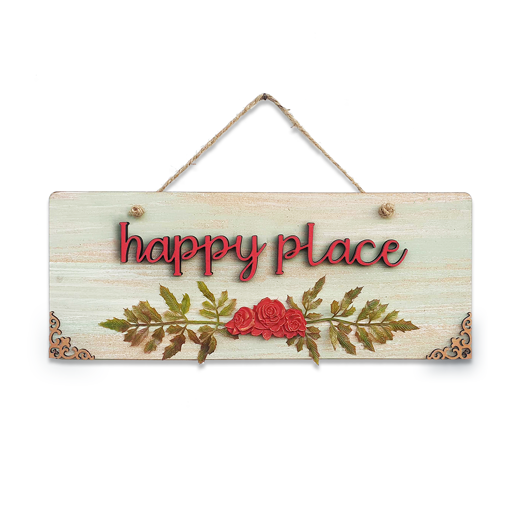 Happy Place Quote Rustic Vintage Wooden Door or Wall Hanging